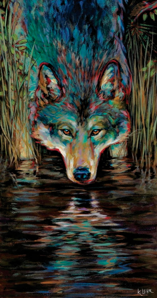 Acrylic paint Gray wolf